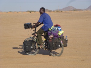 Ahmed on Sharon's bike